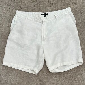 Saks Fifth Avenue Cream Men's Flat Front Shorts